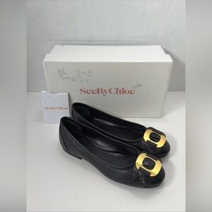 See By Chloé LADIES’ BLACK LAMB CHANY BALLET FLATS Sz 36 US 5.5 NEW NIB